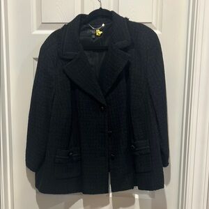 Talbots Black Wool-Blend Blazer with Notched Lapel